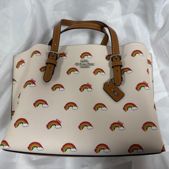 Coach Handbags - Coach Mollie Tote 25 With Rainbow Print in Chalk - Used with Tags